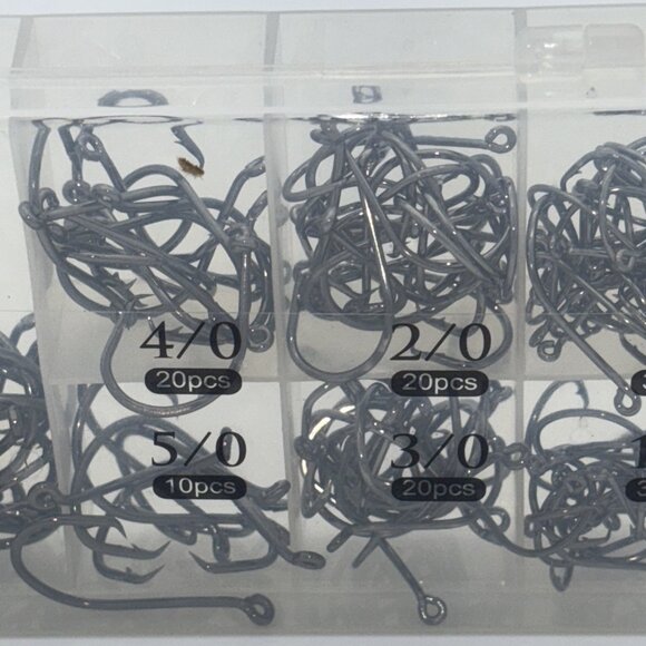 Fishing Black Silver Sharpened Box Quality Set 150pcs Fish Hooks 8 Sizes NIB - Picture 4 of 5